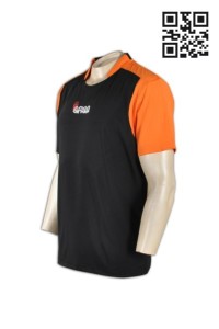 T606 創意撞色T恤 設計訂造 撞色直袖 球會制服運動T恤 羽毛球 隊衫 運動衫羽球  T恤網站     黑色